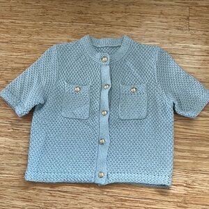 Goelia Blue Knit Button-Up Cardigan